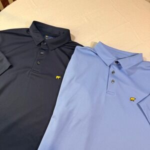 Lot of 2 Jack Nicklaus Polo Mens L Navy/Light Blue Golf Performance Mesh Preppy